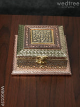 Oxidised Dry Fruit Box With Crackled And Floral Design - 6X6 Inches Wbg0159