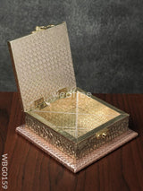 Oxidised Dry Fruit Box With Crackled And Floral Design - 6X6 Inches Wbg0159