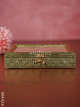 Oxidised Dry Fruit Box With Peacock Embossing Small - W4426 Dry Fruit Box