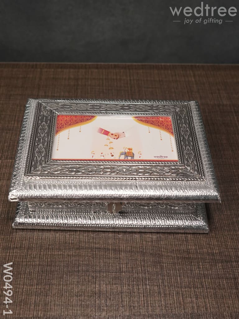 Oxidised Dry Fruit Photo Box - Medium W0494 With Wedding Themed Wedtree Logo Image- W0494-1