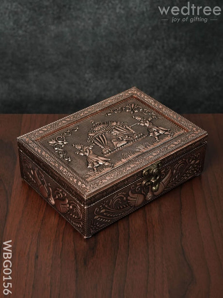 Oxidised Embossed Dry Fruit Box [7X5] - Wbg0156