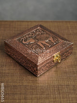 Oxidised Embossed Dry Fruit Box - Elephant Copper Finish (6X6) Wbg0465