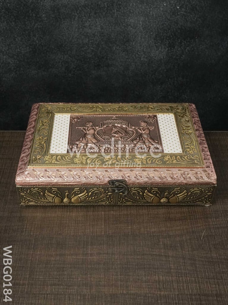 Oxidised Embossed Dry Fruit Box With Palanquin Design - 12X8 Inches Wbg0184