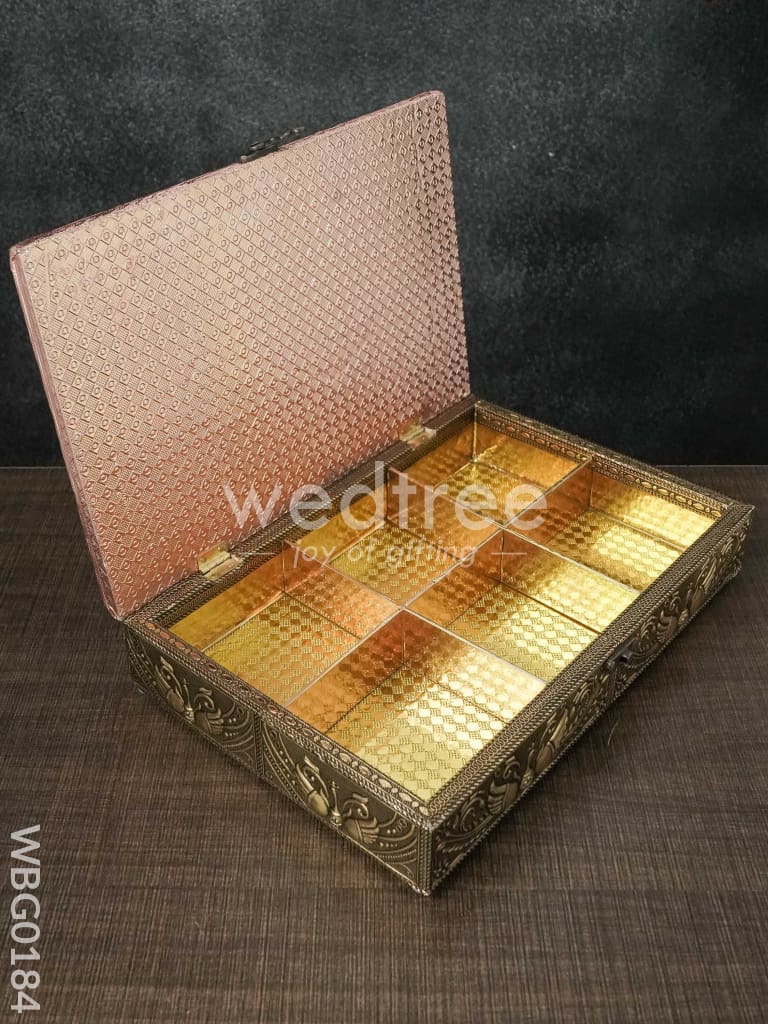 Oxidised Embossed Dry Fruit Box With Palanquin Design - 12X8 Inches Wbg0184