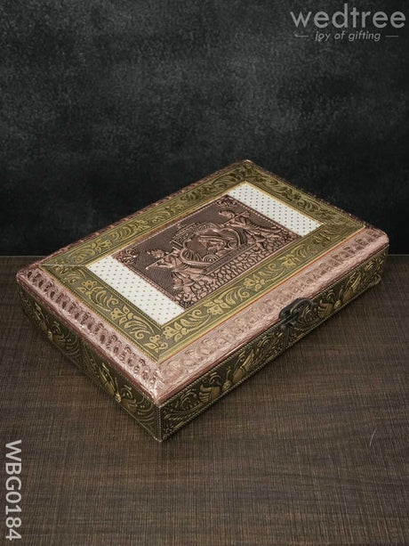 Oxidised Embossed Dry Fruit Box With Palanquin Design - 12X8 Inches Wbg0184