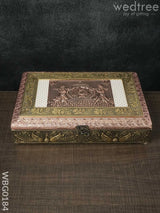 Oxidised Embossed Dry Fruit Box With Palanquin Design - 12X8 Inches Wbg0184