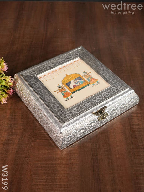 Oxidised Photo Box Square Shaped Medium - W3199 Dry Fruit Box