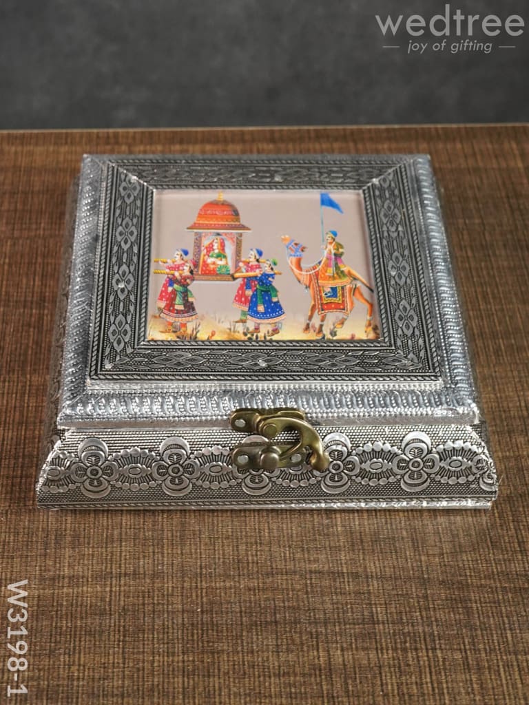 Oxidised Photo Box Square Shaped Small - W3198 W3198-2 Dry Fruit Box