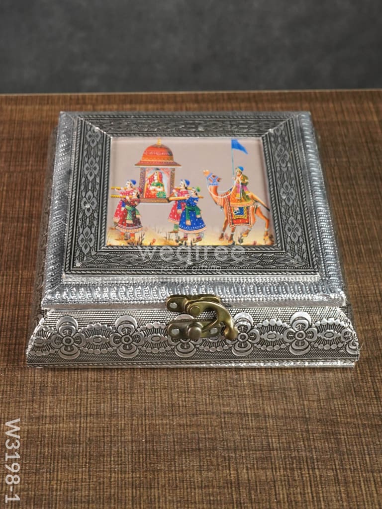 Oxidised Photo Box Square Shaped Small - W3198 W3198-2 Dry Fruit Box