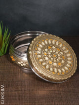 Oxidised Poori Box - 5 Inches Wbg0473 Meenakari Containers