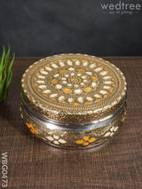 Oxidised Poori Box - 5 Inches Wbg0473 Meenakari Containers