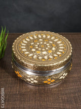 Oxidised Poori Box - 5 Inches Wbg0473 Meenakari Containers