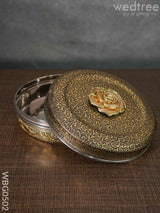 Oxidised Poori Box With Rose Embossed - 5.5 Inches Wbg0502 Meenakari