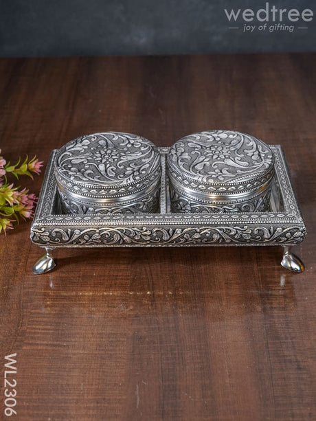 Oxidized Box With Tray (Set Of 2) - Wl2306 Meenakari Others