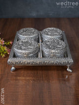 Oxidized Box With Tray Set (Set Of 4) - Wl2307 Meenakari Trays & Sets