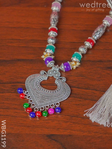 Oxidized Colour Stone Necklace Set - Wbg1199 Kids Return Gifts