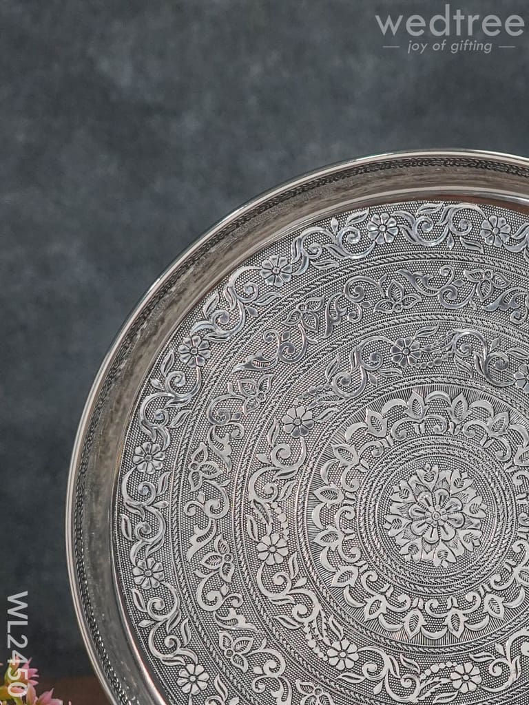 Oxidized Round Plate 12 Inch - Wl2450 Meenakari Trays & Plates