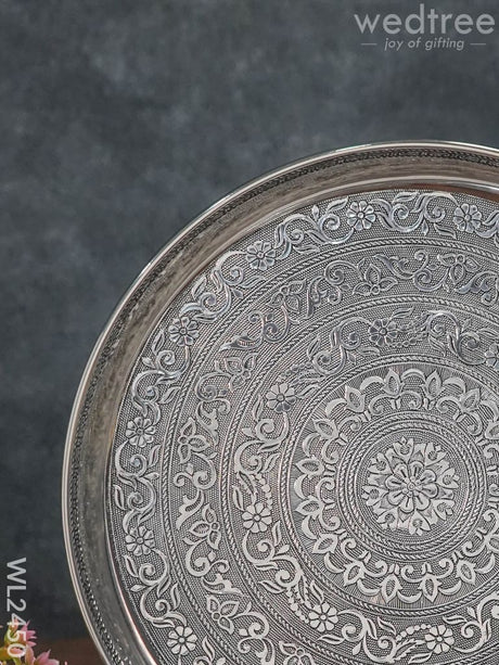 Oxidized Round Plate 12 Inch - Wl2450 Meenakari Trays & Plates