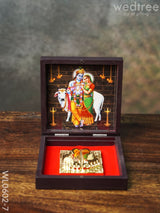 Paduka Prayer Box (Small) - Wl0602 Cow Krishna With Radhe