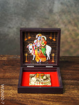 Paduka Prayer Box (Small) - Wl0602 Cow Krishna With Radhe