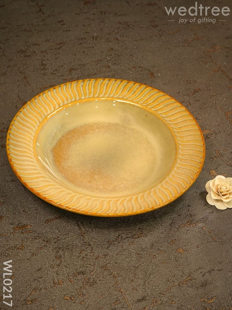 Pasta Plate - 8 Inch (Yellow & White) Wl0217 Ceramics