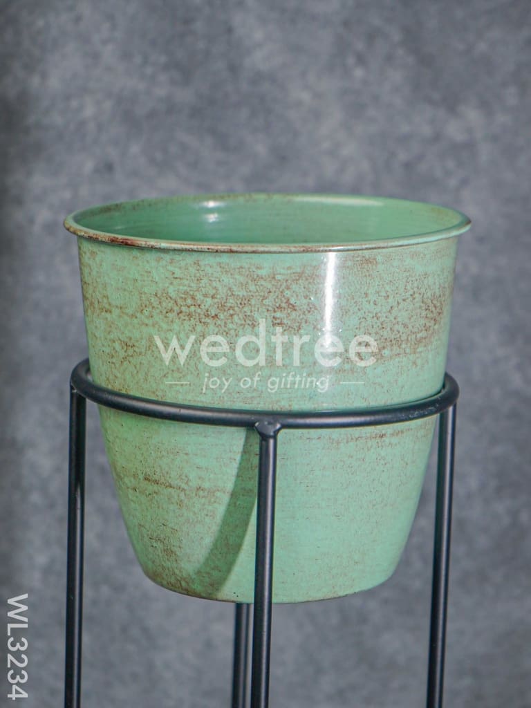 Pastel Green Planter Pot & Stand - Wl3234 Planters