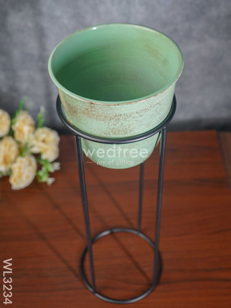 Pastel Green Planter Pot & Stand - Wl3234 Planters