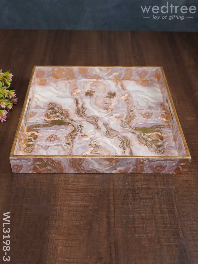 Pastel Pink Digitally Printed Serving Tray - Wl3198 Big Wooden Trays