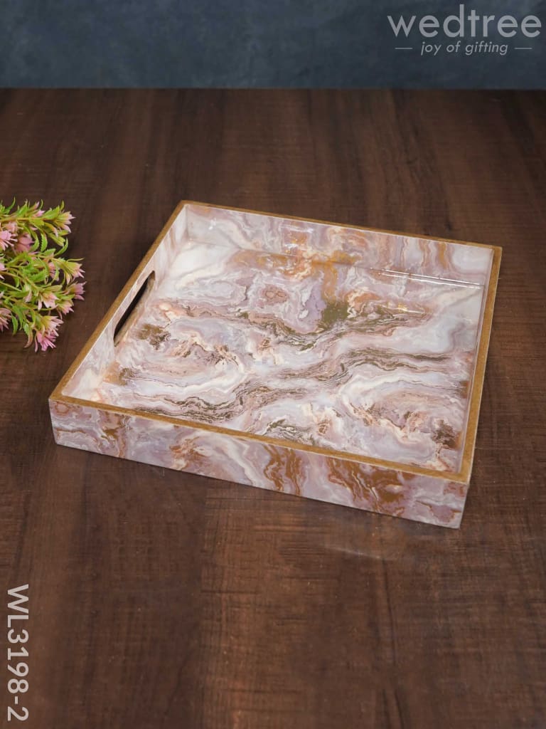 Pastel Pink Digitally Printed Serving Tray - Wl3198 Medium Wooden Trays