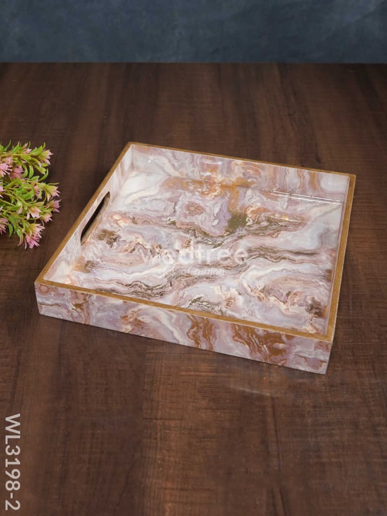 Pastel Pink Digitally Printed Serving Tray - Wl3198 Medium Wooden Trays