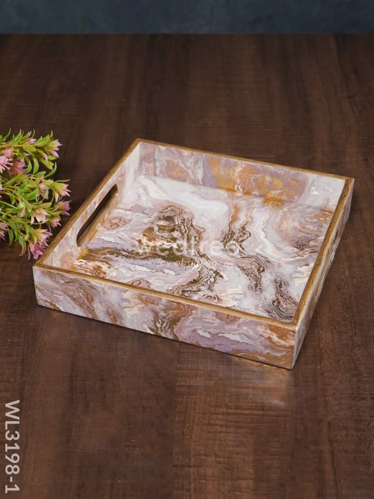 Pastel Pink Digitally Printed Serving Tray - Wl3198 Small Wooden Trays