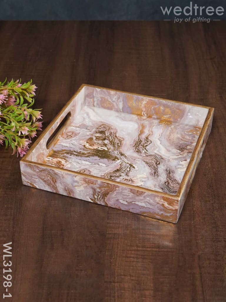 Pastel Pink Digitally Printed Serving Tray - Wl3198 Small Wooden Trays