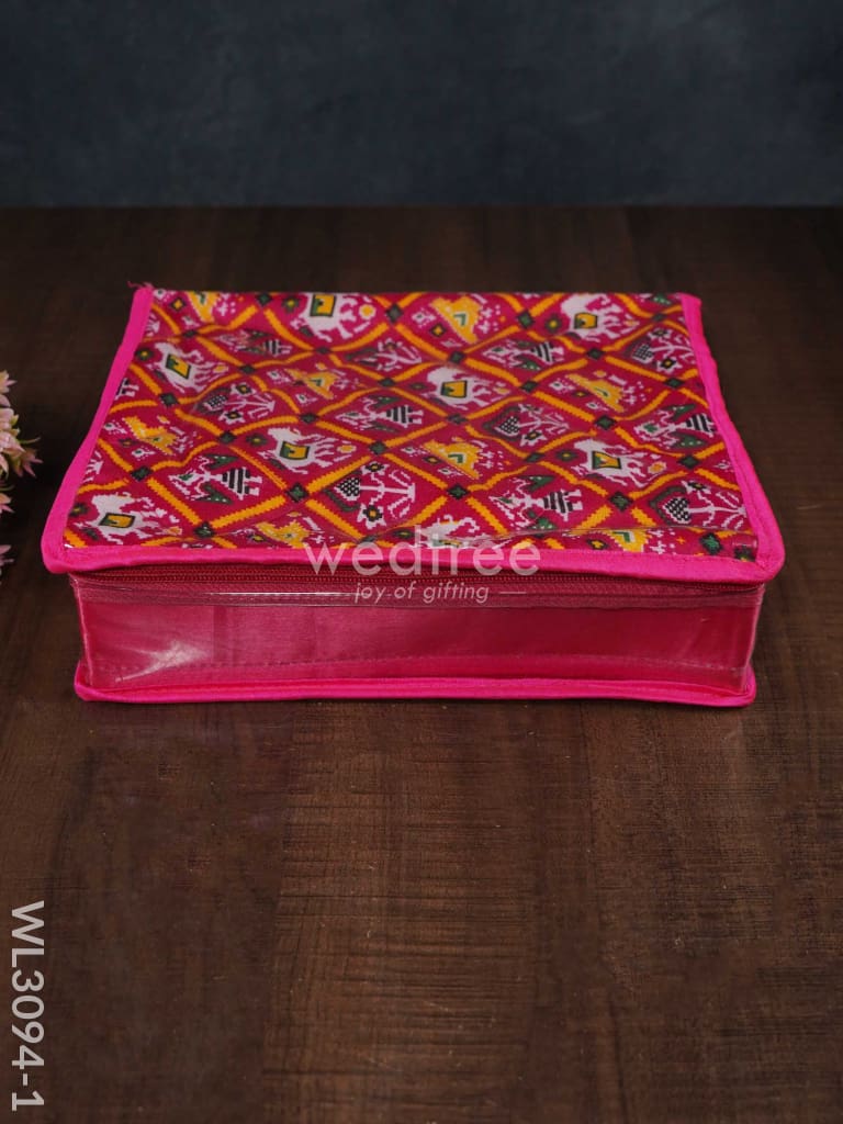 Patola Printed Jewel Pouch (10X9) - Wl3094 Pink Organizers