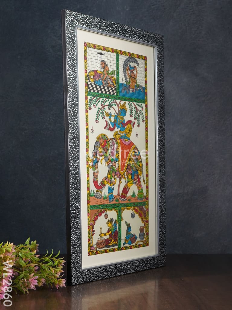 Pattachitra Painting - Krishna With Elephant 17 X 9 Wl2860 Paintings