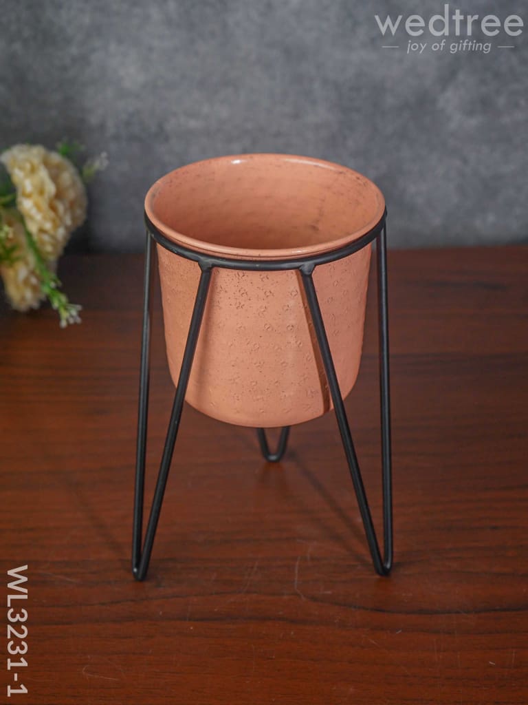 Peach Planter Pot & Stand - Wl3231 Small Planters