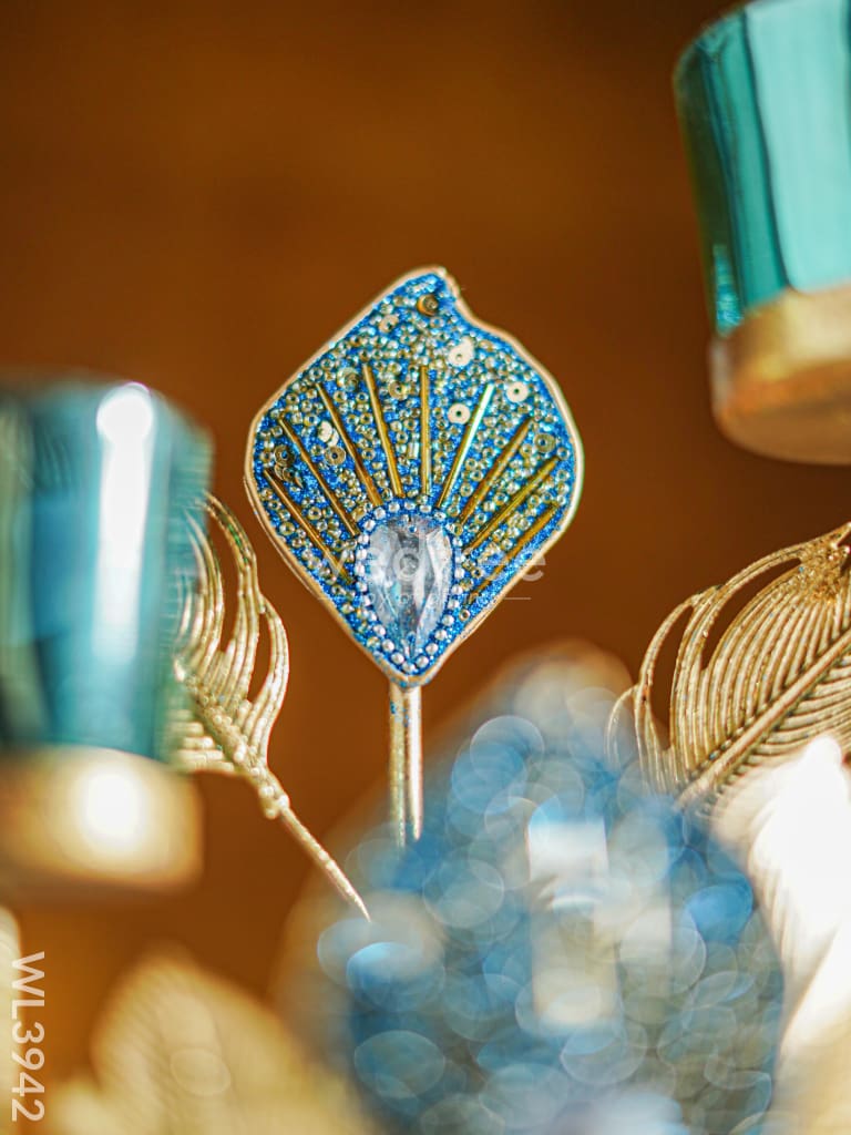 Peacock Feather Stand With 2 Glass Candle Holders - Wl3942 Candles & Votives