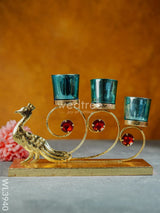 Peacock Stand With 3 Glass Candle Holders - Wl3940 Candles & Votives