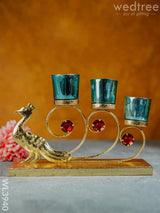 Peacock Stand With 3 Glass Candle Holders - Wl3940 Candles & Votives