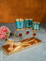 Peacock Stand With 3 Glass Candle Holders - Wl3940 Candles & Votives