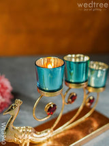 Peacock Stand With 3 Glass Candle Holders - Wl3940 Candles & Votives