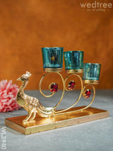 Peacock Stand With 3 Glass Candle Holders - Wl3940 Candles & Votives