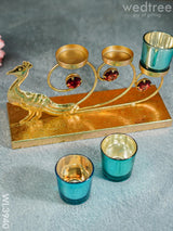 Peacock Stand With 3 Glass Candle Holders - Wl3940 Candles & Votives