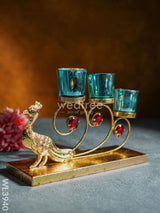 Peacock Stand With 3 Glass Candle Holders - Wl3940 Candles & Votives