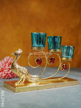 Peacock Stand With 3 Glass Candle Holders - Wl3940 Candles & Votives