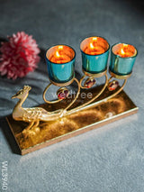 Peacock Stand With 3 Glass Candle Holders - Wl3940 Candles & Votives