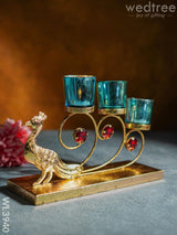 Peacock Stand With 3 Glass Candle Holders - Wl3940 Candles & Votives