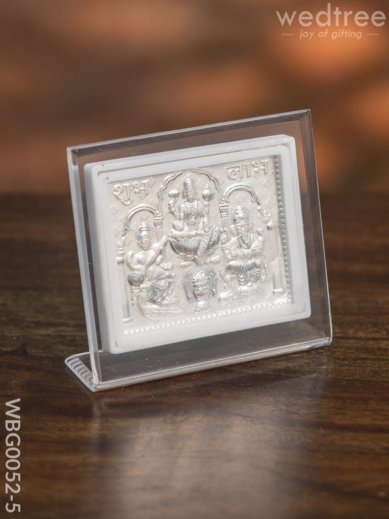 Photoframe With Stand Silver Plated - Lakshmi Ganesh Saraswathi Small Wbg0052-5 German Photo Frame