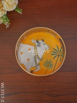 Pichwai Printed Tray - 8 Inch Wl3717 Yellow Metal Decor Utility