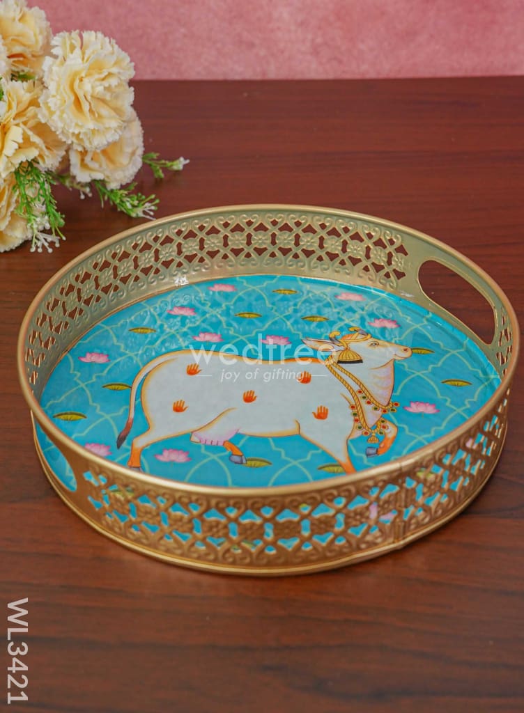 Pichwai Tray - Set Of 2 Wl3421 Metal Decor Utility