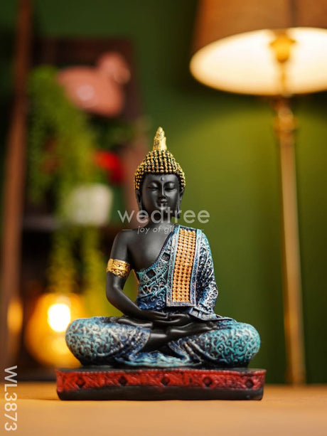 Polyresin Buddha On Podium - 9.5 Inch Wl3873 Showpieces